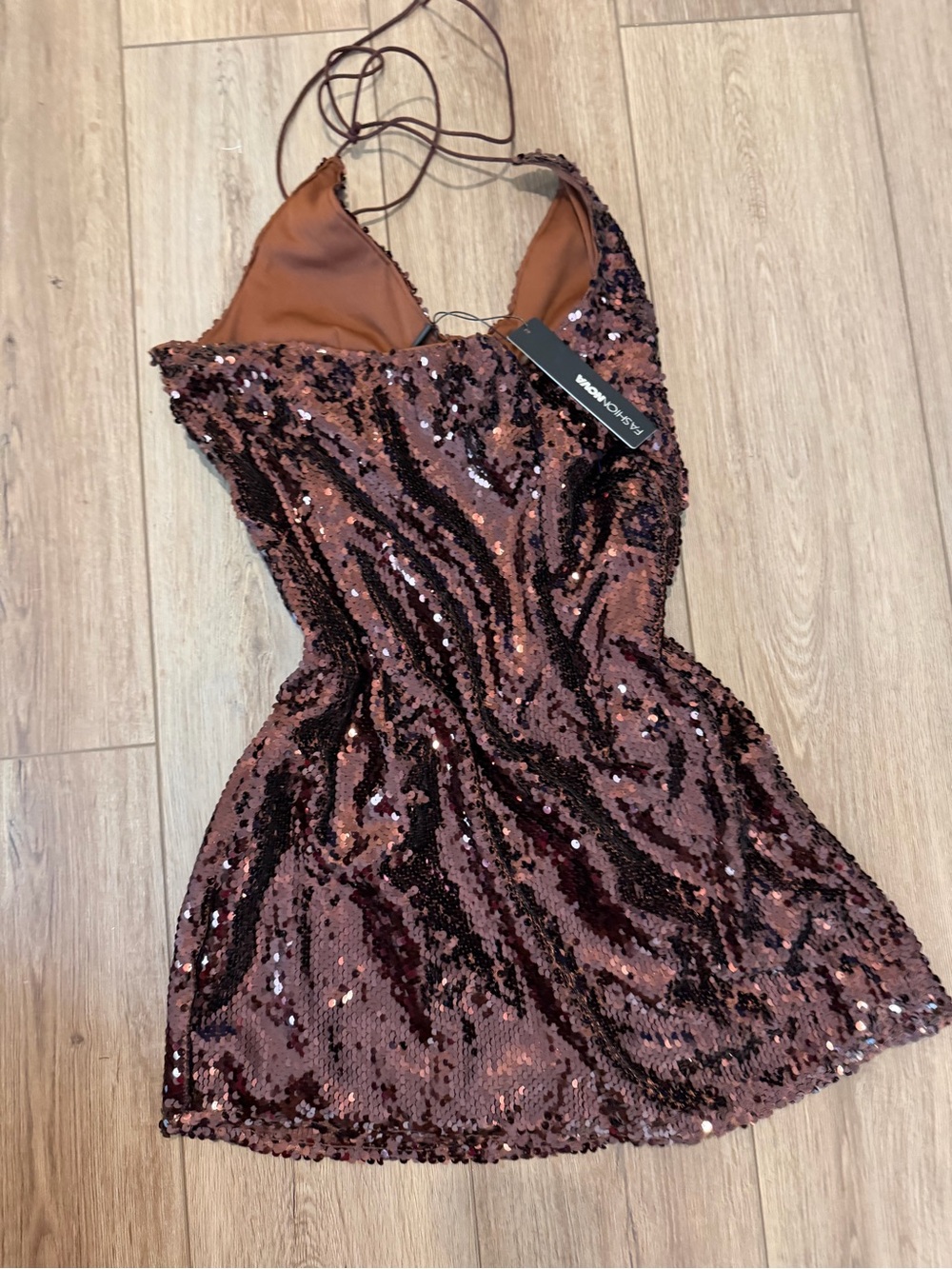 Sequin Mini Dress in brown - Picture 3 of 5
